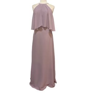 rustic rose bridesmaid dress Elegant High Neck Dusty Rose Long Bridesmaid Dress – FancyVestido main image 0